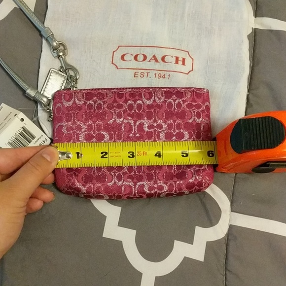 NWT SILVER AND RASPBERRY COACH WRISTLET - Picture 7 of 8